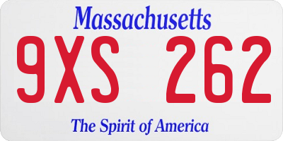 MA license plate 9XS262