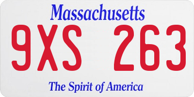 MA license plate 9XS263