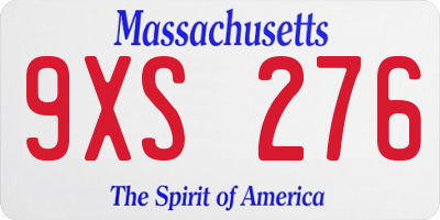MA license plate 9XS276