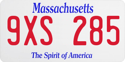 MA license plate 9XS285