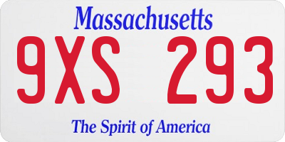 MA license plate 9XS293