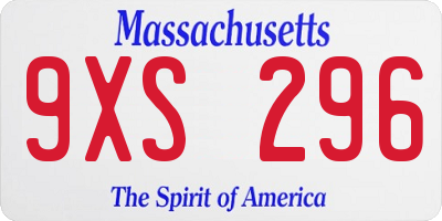 MA license plate 9XS296