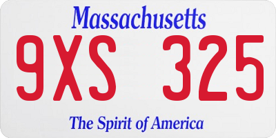 MA license plate 9XS325