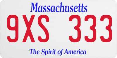 MA license plate 9XS333