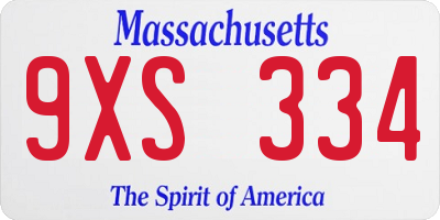 MA license plate 9XS334