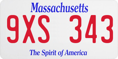 MA license plate 9XS343