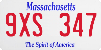 MA license plate 9XS347
