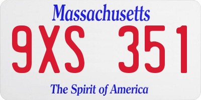 MA license plate 9XS351