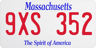 MA license plate 9XS352