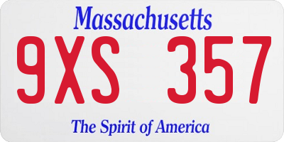 MA license plate 9XS357