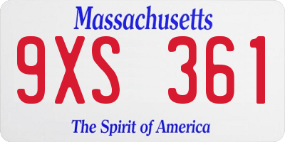 MA license plate 9XS361