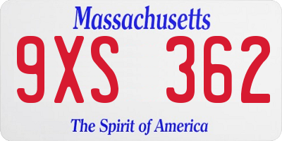 MA license plate 9XS362