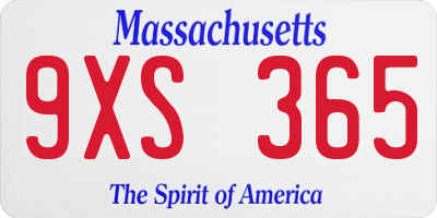 MA license plate 9XS365