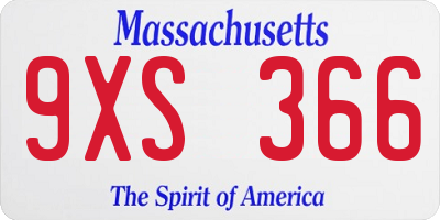 MA license plate 9XS366
