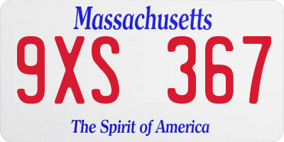 MA license plate 9XS367