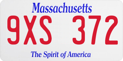 MA license plate 9XS372