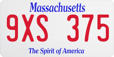 MA license plate 9XS375