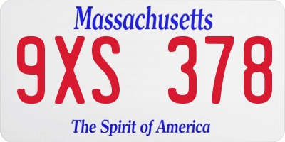 MA license plate 9XS378