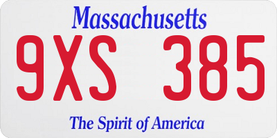MA license plate 9XS385