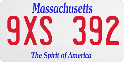 MA license plate 9XS392
