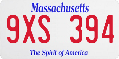 MA license plate 9XS394