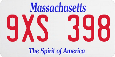 MA license plate 9XS398