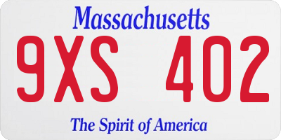 MA license plate 9XS402