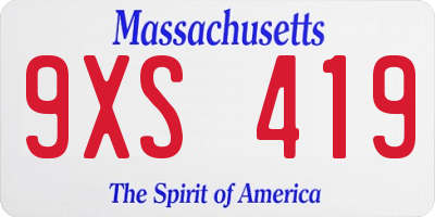 MA license plate 9XS419
