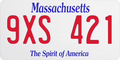 MA license plate 9XS421