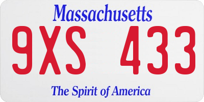 MA license plate 9XS433