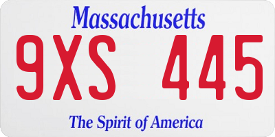 MA license plate 9XS445