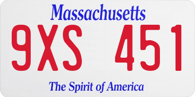 MA license plate 9XS451