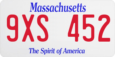 MA license plate 9XS452