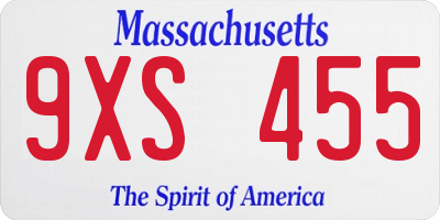 MA license plate 9XS455