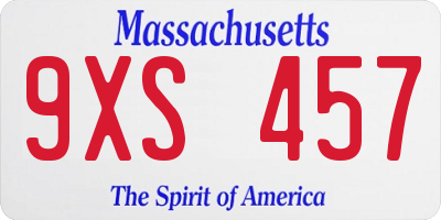 MA license plate 9XS457