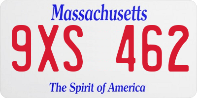 MA license plate 9XS462