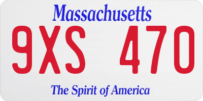 MA license plate 9XS470