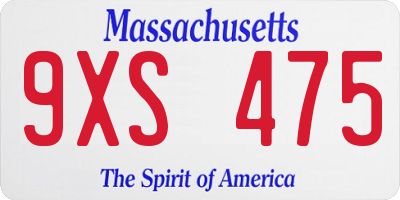 MA license plate 9XS475