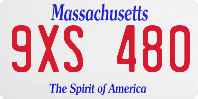 MA license plate 9XS480