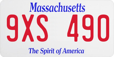 MA license plate 9XS490