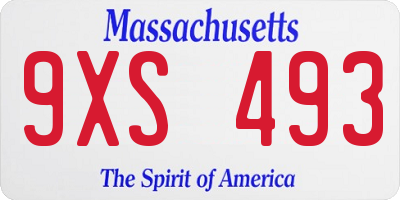 MA license plate 9XS493