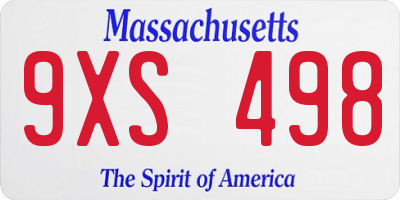 MA license plate 9XS498