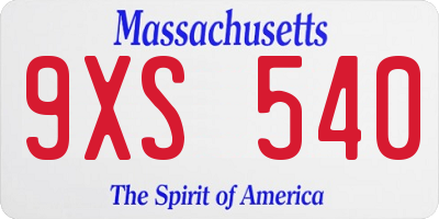 MA license plate 9XS540
