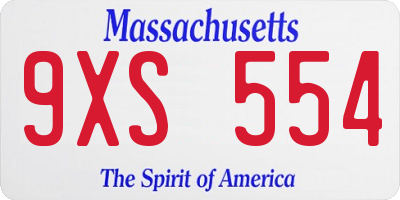 MA license plate 9XS554