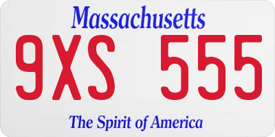 MA license plate 9XS555