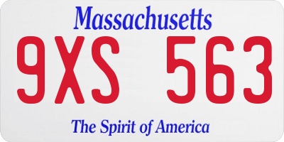 MA license plate 9XS563