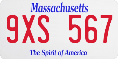 MA license plate 9XS567