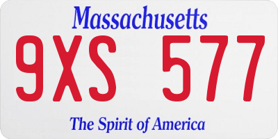 MA license plate 9XS577