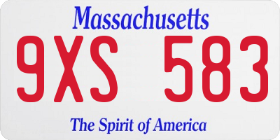 MA license plate 9XS583