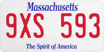 MA license plate 9XS593